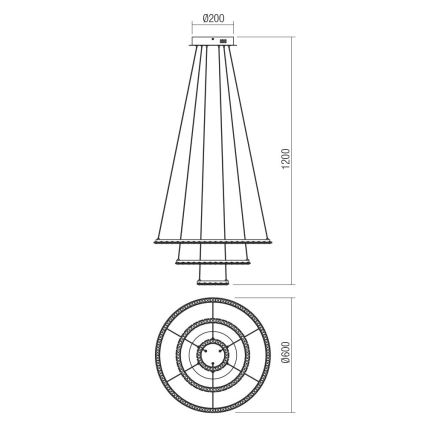 Redo 01-2173 - LED Lustr na lanku NUNZIA LED/54W/230V