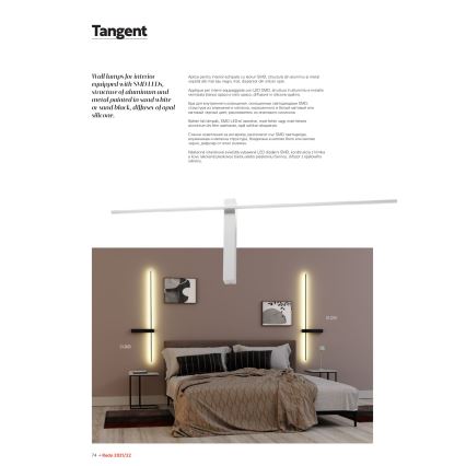 Redo 01-2201 - LED Nástěnné svítidlo TANGENT LED/14W/230V 3000K 125,4 cm černá