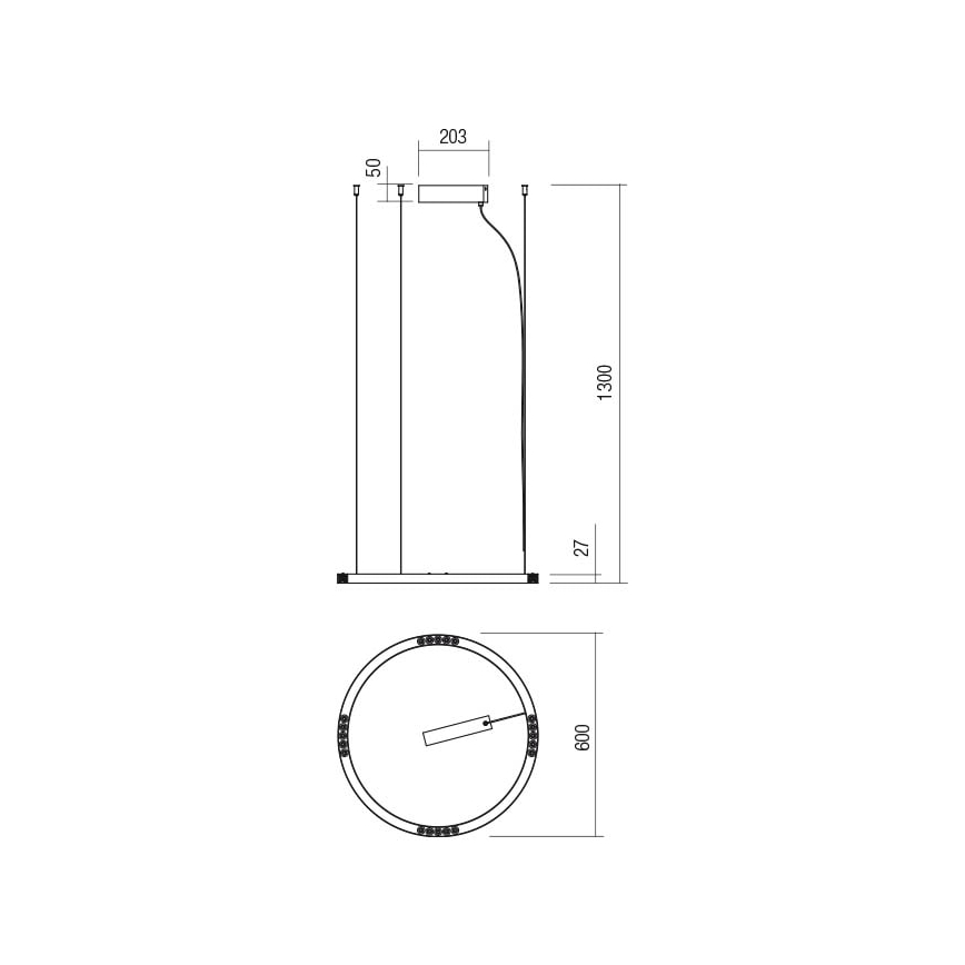 Redo 01-2202 - LED Lustr na lanku UNION LED/34W/230V CRI 90 3000K pr. 60 cm bílá