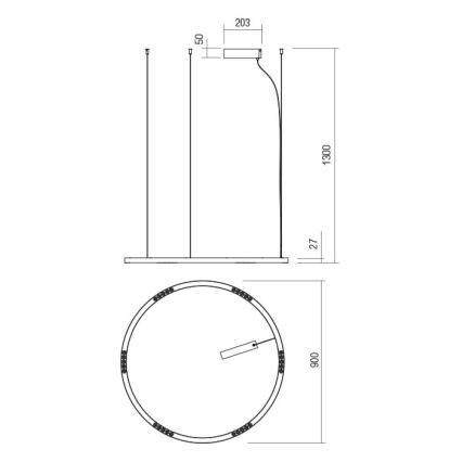 Redo 01-2205 - LED Lustr na lanku UNION LED/50W/230V CRI 90 3000K pr. 90 cm bílá