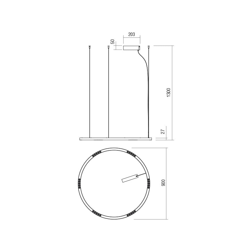 Redo 01-2205 - LED Lustr na lanku UNION LED/50W/230V CRI 90 3000K pr. 90 cm bílá
