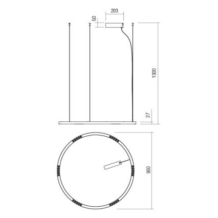 Redo 01-2206 - LED Lustr na lanku UNION LED/50W/230V 3000K pr. 90 cm zlatá