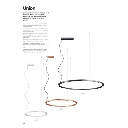 Redo 01-2208 - LED Lustr na lanku UNION LED/68W/230V CRI 90 3000K pr. 120 cm bílá