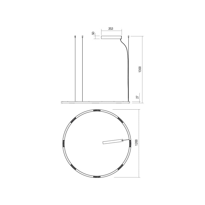 Redo 01-2209 - LED Lustr na lanku UNION LED/68W/230V CRI 90 3000K pr. 120 cm zlatá