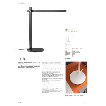 Redo 01-2213 - LED Stmívatelná dotyková stolní lampa OMEO LED/5,5W/230V 3000/4500/6500K černá
