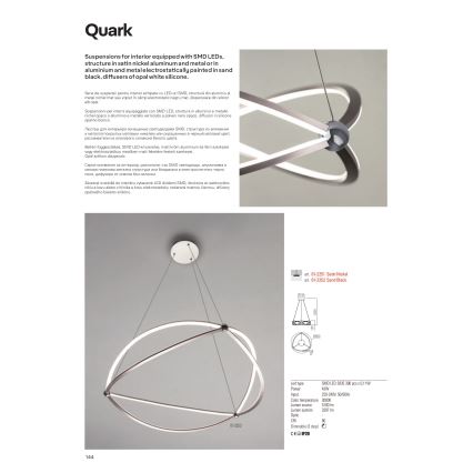 Redo 01-2254 - LED Stmívatelný lustr na lanku QUARK LED/54W/230V 3000K pr. 80 cm černá