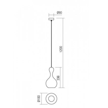 Redo 01-2256 - Lustr na lanku LOB 1xE27/42W/230V pr. 18 cm šedá