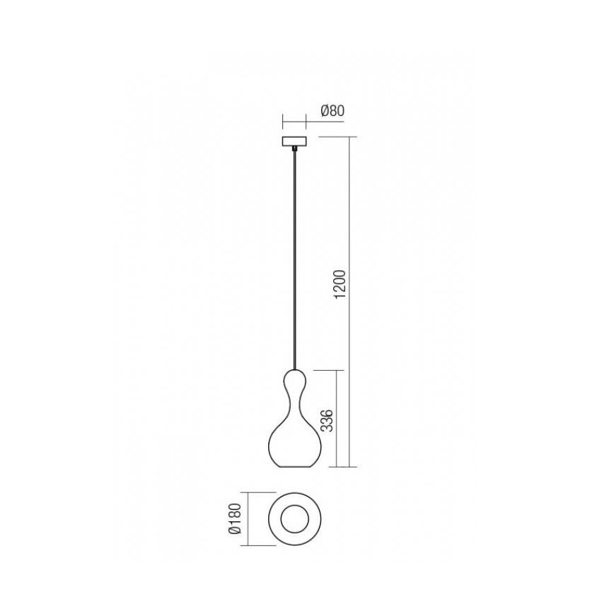 Redo 01-2256 - Lustr na lanku LOB 1xE27/42W/230V pr. 18 cm šedá