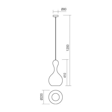 Redo 01-2260 - Lustr na lanku LOB 1xE27/42W/230V pr. 22 cm měď