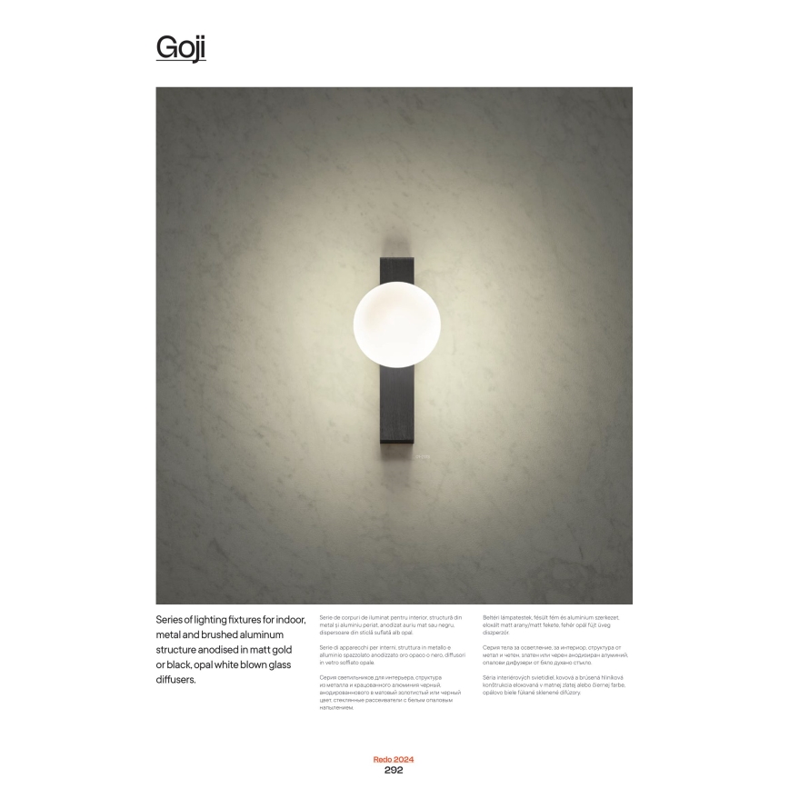 Redo 01-2373 - Nástěnné svítidlo GOJI 1xG9/28W/230V černá