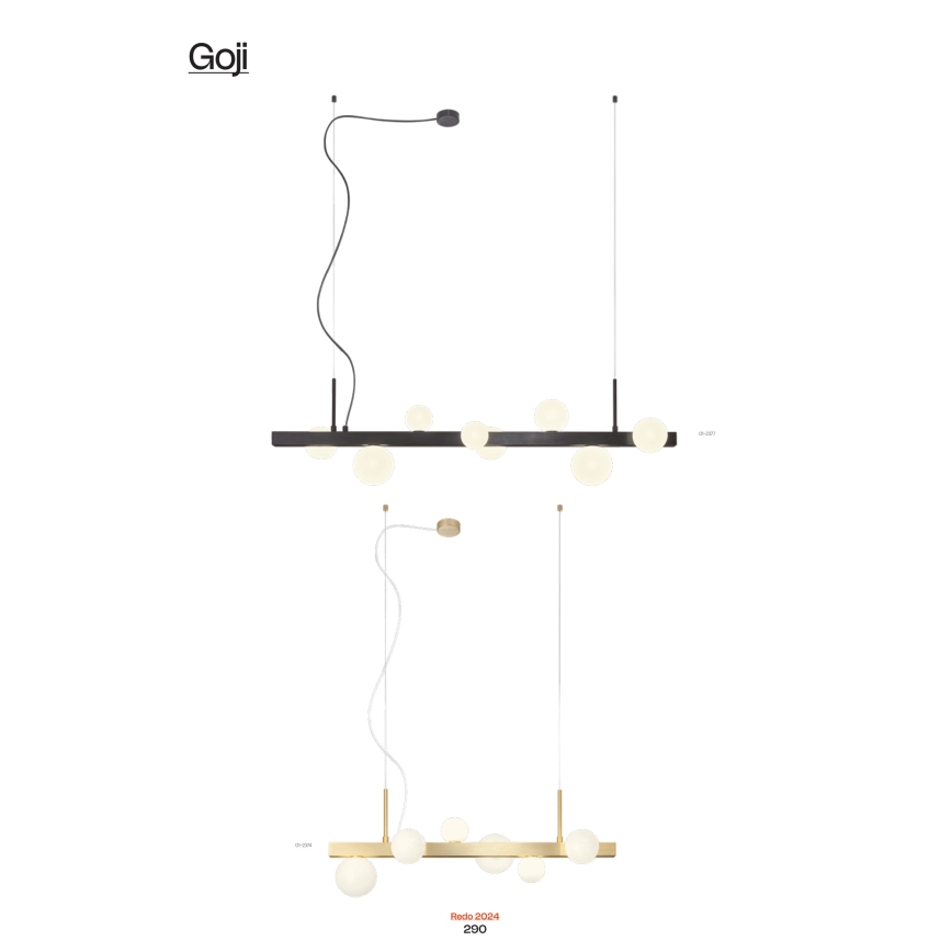 Redo 01-2377 - Lustr na lanku GOJI 8xG9/28W/230V černá