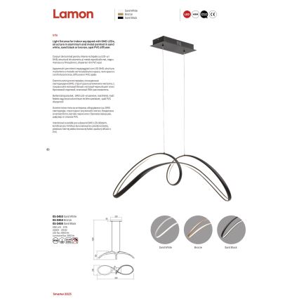 Redo 01-2454 - LED Lustr na lanku LAMON LED/57W/230V zlatá