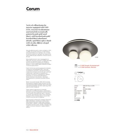 Redo 01-2466 - LED Stropní svítidlo CORUM LED/48W/230V 3000K CRI 90 černá
