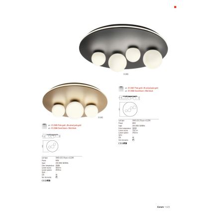Redo 01-2466 - LED Stropní svítidlo CORUM LED/48W/230V 3000K CRI 90 černá