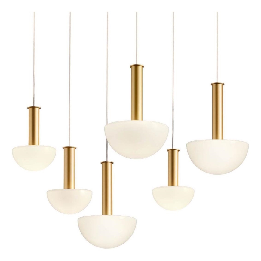 Redo 01-2476 - Lustr na lanku LUMIEN 6xG9/10W/230V zlatá/bílá