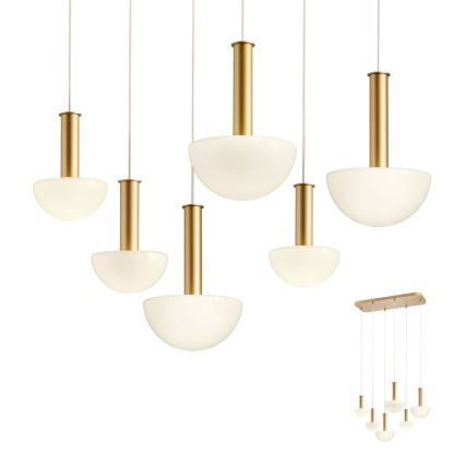 Redo 01-2476 - Lustr na lanku LUMIEN 6xG9/10W/230V zlatá/bílá
