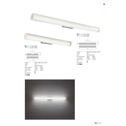 Redo 01-2592 - LED Koupelnové osvětlení zrcadla RIGAL LED/18W/230V 3000K 91 cm CRI 90 IP44 lesklý chrom/bílá