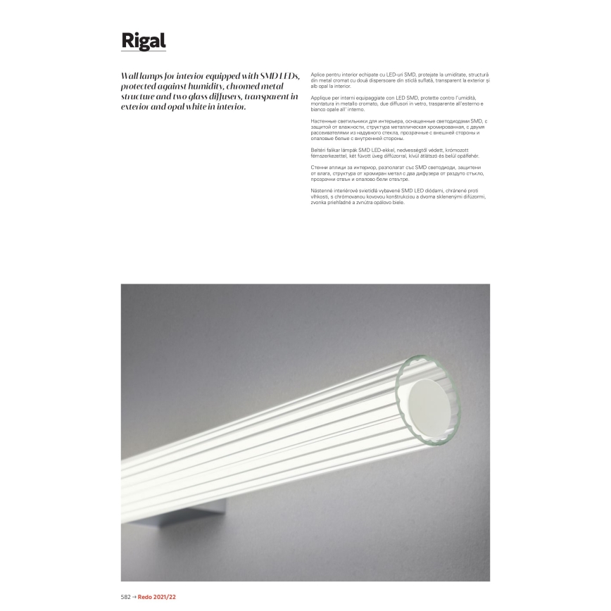 Redo 01-2593 - LED Koupelnové osvětlení zrcadla RIGAL LED/18W/230V 4000K 91 cm CRI 90 IP44 lesklý chrom/bílá