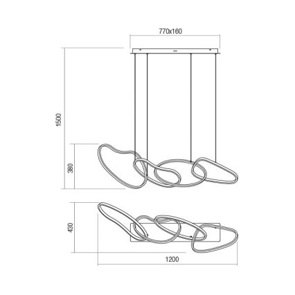 Redo 01-2594 - LED Stmívatelný lustr na lanku BIAS LED/87,4W/230V CRI 90 3000K bílá