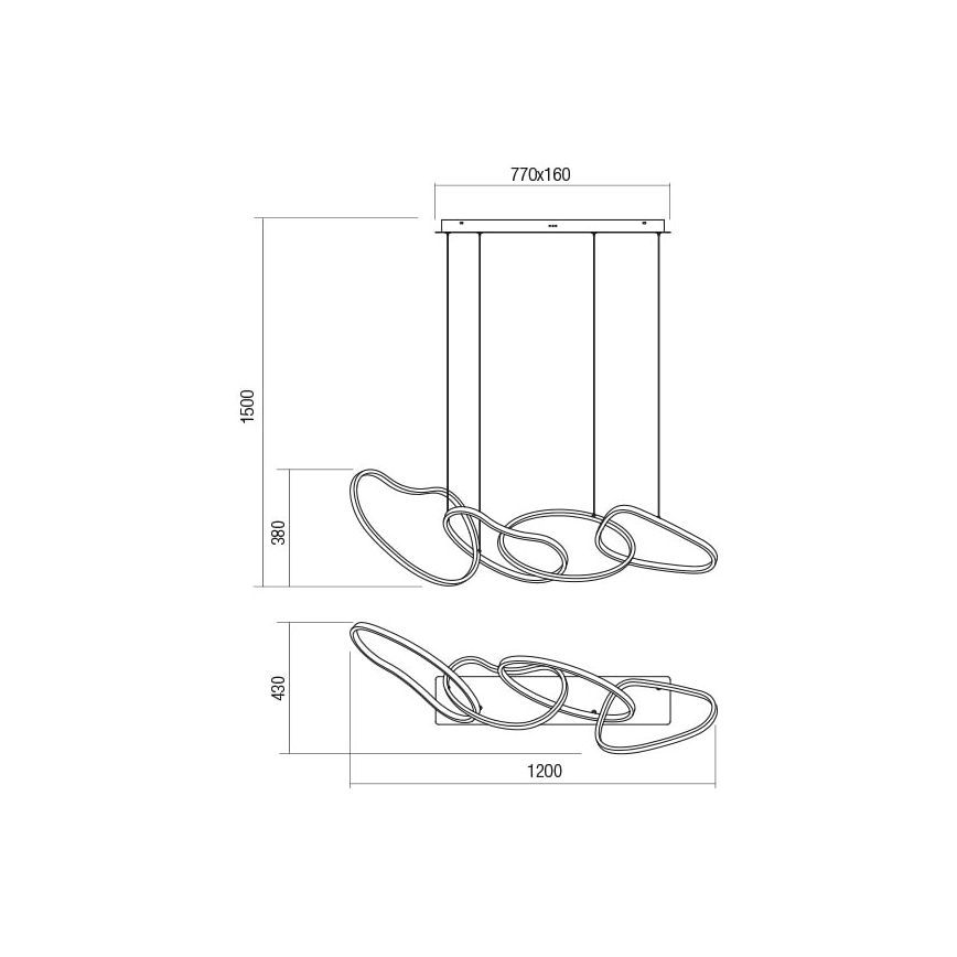 Redo 01-2594 - LED Stmívatelný lustr na lanku BIAS LED/87,4W/230V CRI 90 3000K bílá