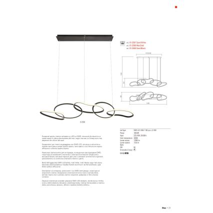 Redo 01-2596 - LED Stmívatelný lustr na lanku BIAS LED/87,4W/230V 3000K černá