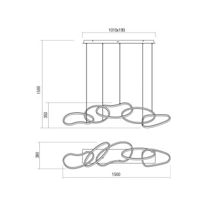 Redo 01-2597 - LED Stmívatelný lustr na lanku BIAS LED/108,6W/230V CRI 90 3000K bílá