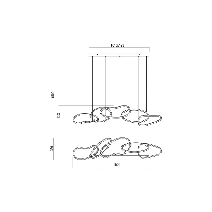 Redo 01-2597 - LED Stmívatelný lustr na lanku BIAS LED/108,6W/230V CRI 90 3000K bílá