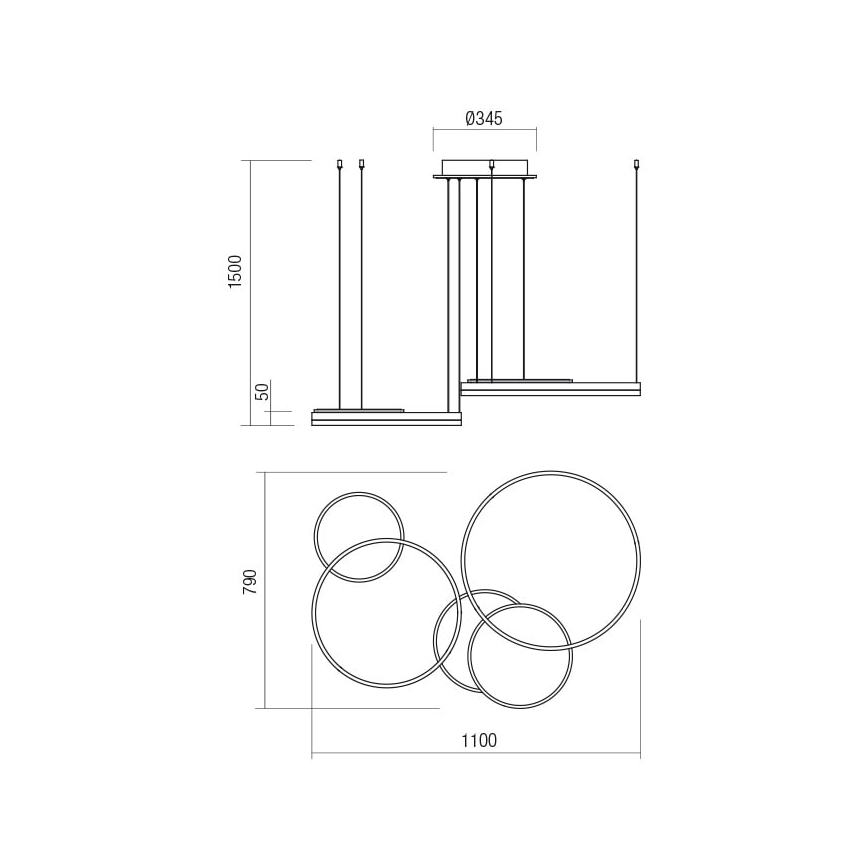 Redo 01-2609 - LED Stmívatelný lustr na lanku SIGUA LED/114W/230V CRI 90 3000K zlatá