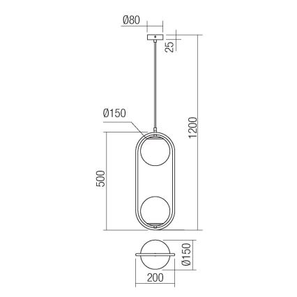 Redo 01-2626 - Lustr na lanku NIVA 2xE14/28W/230V