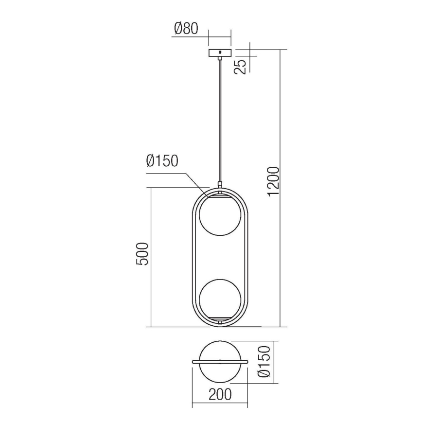 Redo 01-2626 - Lustr na lanku NIVA 2xE14/28W/230V