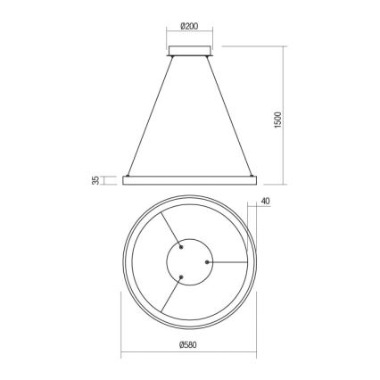 Redo 01-2673 - LED Stmívatelný lustr na lanku ICONIC LED/50W/230V pr. 58 cm zlatá