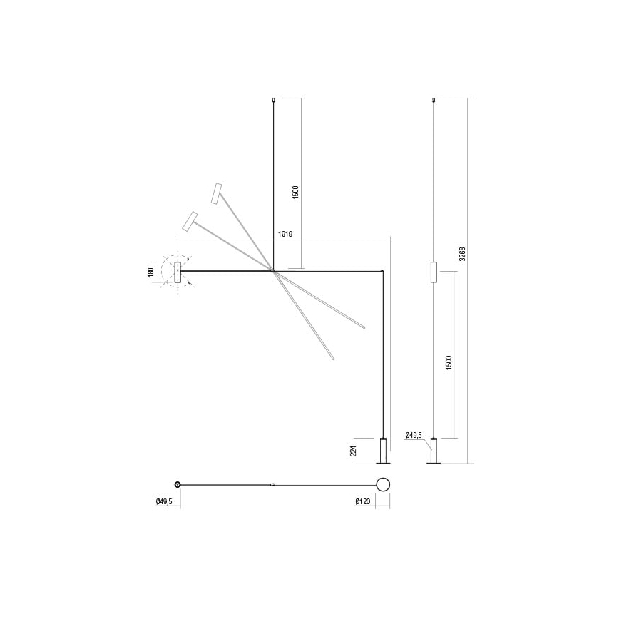Redo 01-2695 - LED Stmívatelná stojací lampa PICAS LED/12W/230V černá