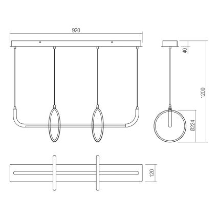 Redo 01-2705 - LED Lustr na lanku OLIMP LED/40W/230V 3000/4000/6500K černá