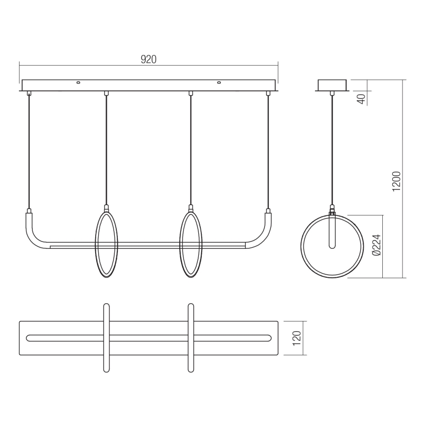 Redo 01-2705 - LED Lustr na lanku OLIMP LED/40W/230V 3000/4000/6500K černá