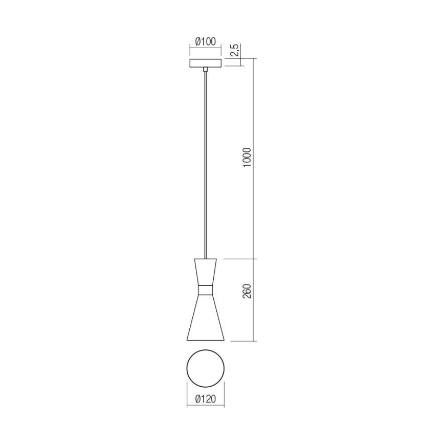 Redo 01-2711 - Lustr na lanku KILT 1xE27/42W/230V pr. 12 cm černá
