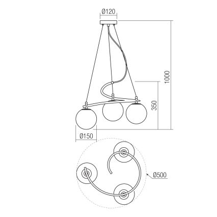 Redo 01-2716 - Lustr na lanku VOLLEY 3xE14/28W/230V černá