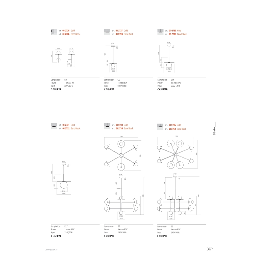 Redo 01-2725 - Nástěnná lampa PLATO 1xG9/10W/230V zlatá