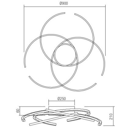 Redo 01-2748 - LED Stmívatelné stropní svítidlo ALIEN LED/75W/230V 3000K pr. 90 cm bílá