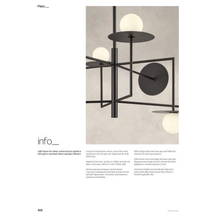 Redo 01-2753 - Lustr na tyči PLATO 8xG9/10W/230V černá