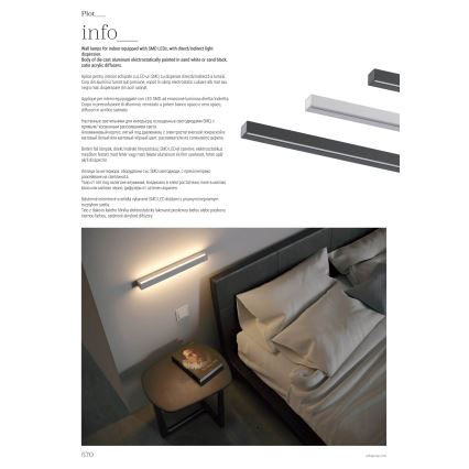 Redo 01-2767 - LED Nástěnné svítidlo PLOT LED/35W/230V 120 cm černá