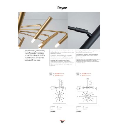 Redo 01-2774 - Lustr na tyči RAYEN 12xG9/10W/230V bronz