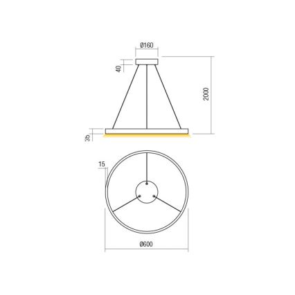 Redo 01-2867 - LED Stmívatelný lustr na lanku FEBE LED/37W/230V černá