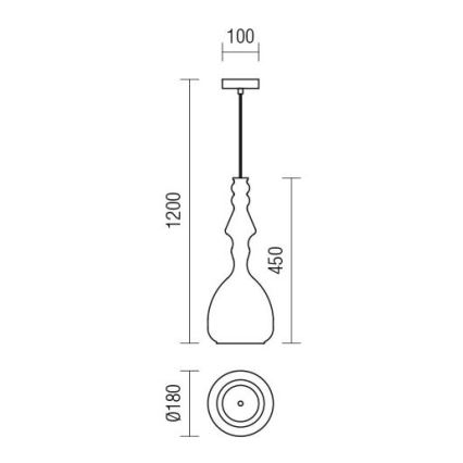 Redo 01-2937 - Lustr na lanku AMBIX 1xE27/42W/230V pr. 18 cm zlatá