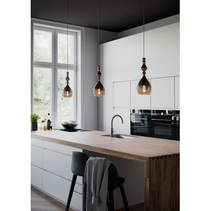 Redo 01-2939 - Lustr na lanku AMBIX 1xE27/42W/230V pr. 18 cm měděná