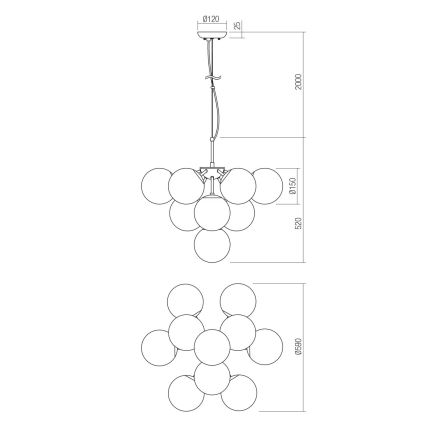 Redo 01-2940 - Lustr na lanku AGAPE 10xE14/28W/230V zlatá