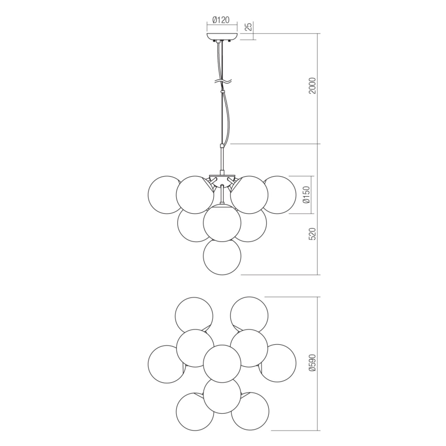 Redo 01-2940 - Lustr na lanku AGAPE 10xE14/28W/230V zlatá