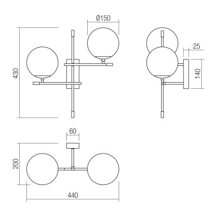 Redo 01-2947 - Nástěnné svítidlo ESSENTIAL 2xE14/28W/230V