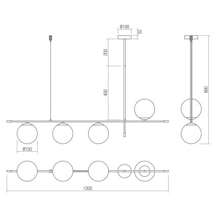 Redo 01-2949 - Lustr na lanku ESSENTIAL 4xE14/28W/230V