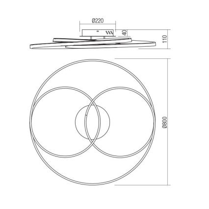 Redo 01-2975 - LED Stropní svítidlo CENTRIX LED/92W/230V černá