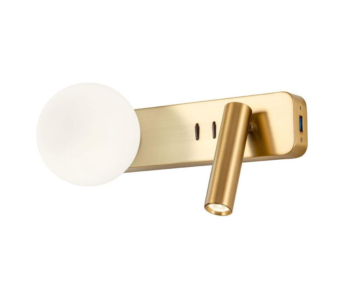 Redo 01-2992 - LED Nástěnné svítidlo OASIS LED/3W/230V+1xG9/10W USB CRI 90 bronz 01-2992 Bronzová,Bílá